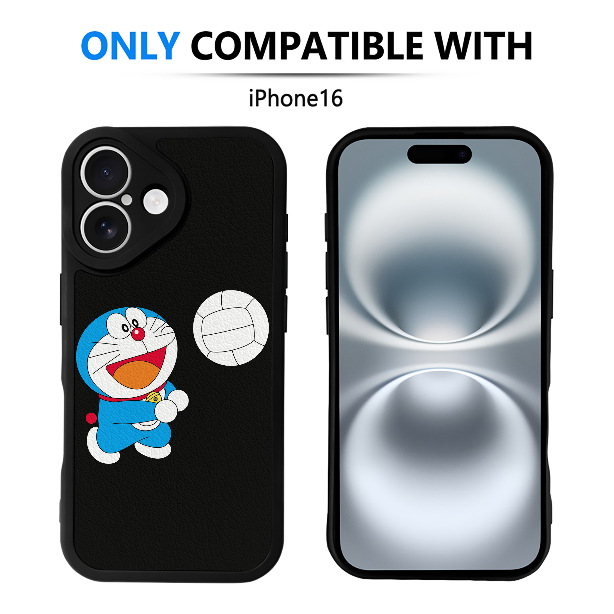 （画像用） ドラえもん Doraemon 【iPhone 16シリーズ対応】シリコンスマホケース（レザー調） 材質：シリコン